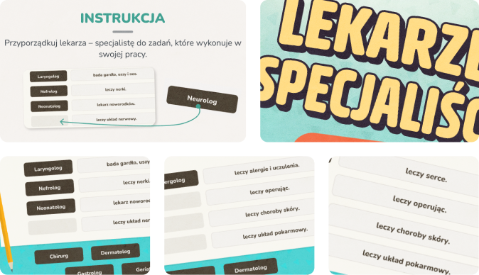 Gra online - nauka nazw lekarzy specjalistów i zadań jakie wykonują