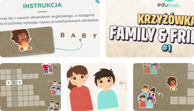 Krzyżówka online dla dzieci o tematyce - family & friends #1