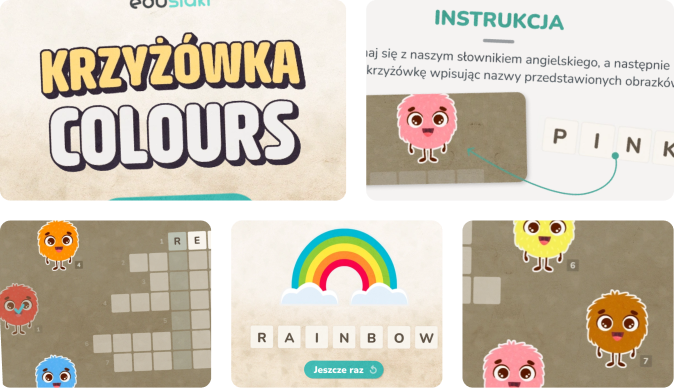 Gra edukacyjna dla dzieci - krzyżówka - colours