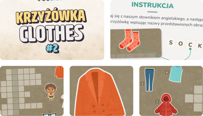 Edukacyjna gra dla dzieci - krzyżówka - clothes #2