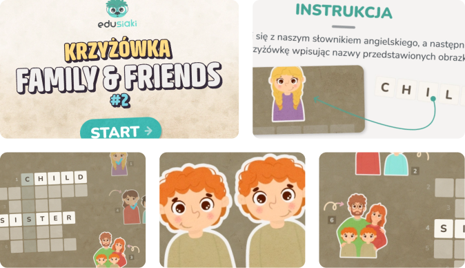 nauka angielskiego - krzyżówka - family & friends #2