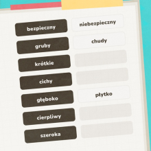 Gra dla dzieci online, w której należy dopasować wyrazy o znaczeniu przeciwnym