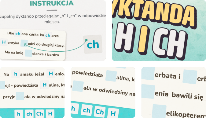 Gra dla dzieci online, w której należy prawidłowo uzupełnić dyktando