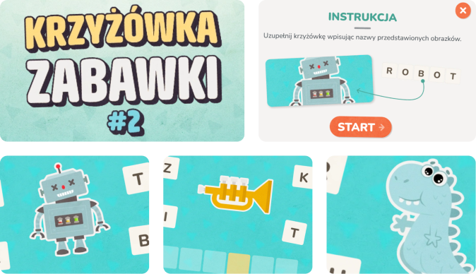 Gra edukacyjna dla dzieci - krzyżówka o zabawkach