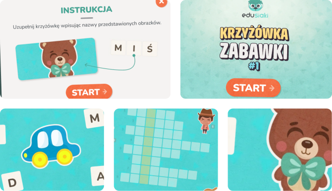 Gra edukacyjna dla dzieci - krzyżówka o zabawkach