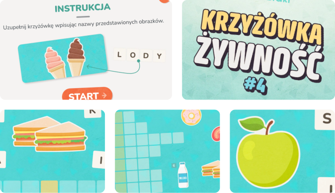 Krzyżówka online dla dzieci o tematyce - żywność