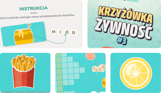 Krzyżówka online dla dzieci o tematyce - żywność