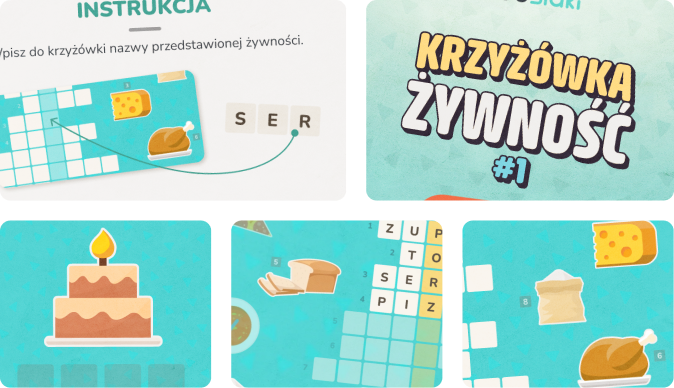 Krzyżówka online dla dzieci o tematyce - żywność