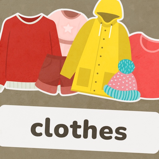 Edukacyjna gra dla dzieci - poznaję słowa - clothes