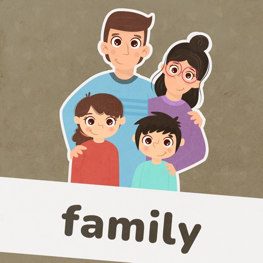 Edukacyjna gra dla dzieci - poznaję słowa - family