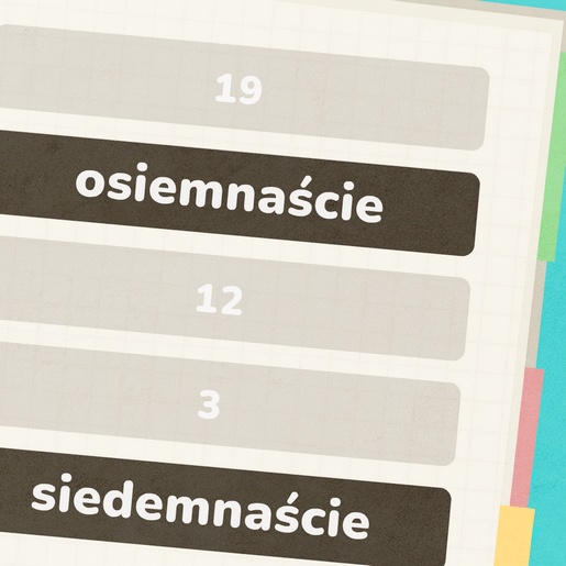 Gra edukacyjna dla 7 latków - odczytywanie słownych zapisów liczb do 20