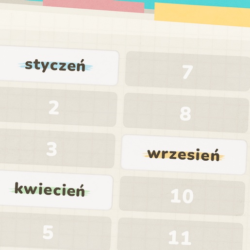 Gra edukacyjna dla dzieci, która uczy nazw i kolejności miesięcy