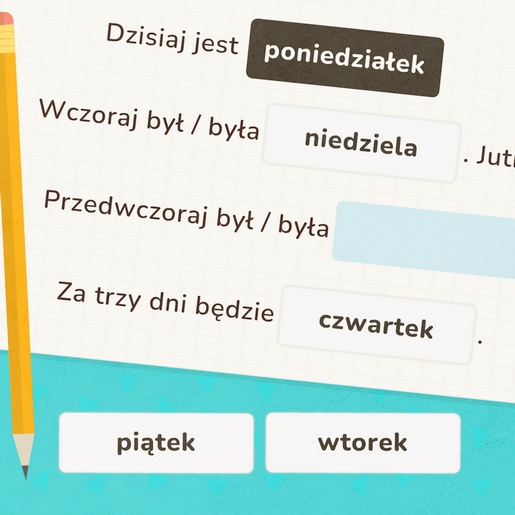 Zabawa edukacyjna ucząca pojęć czasu - wczoraj, dziś i jutro