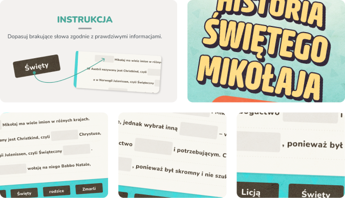 Gra edukacyjna dla dzieci - Historia Świętego Mikołaja