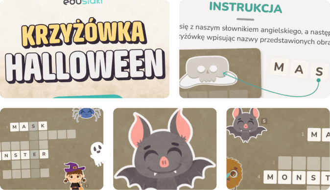 Gra edukacyjna dla dzieci - krzyżówka Halloween