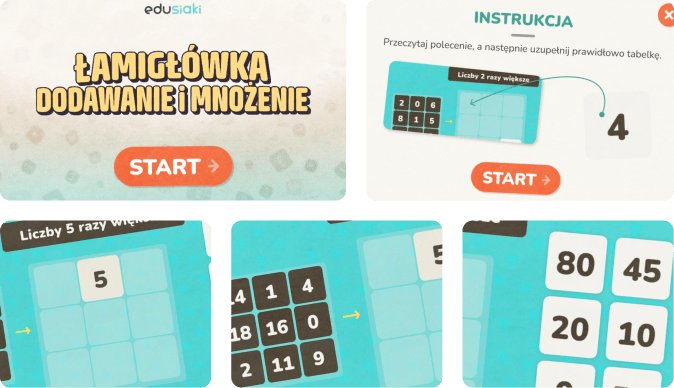Edukacyjna łamigłówka matematyczna z dodawaniem i mnożeniem