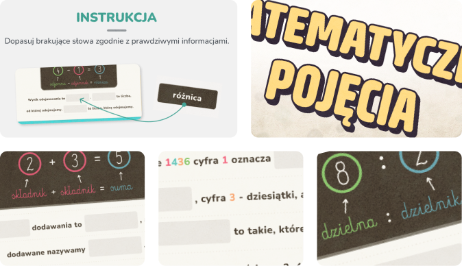 Gra edukacyjna dla dzieci - matematyczne pojęcia