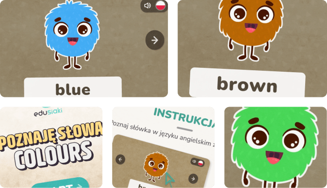 Edukacyjna gra dla dzieci - poznaję słowa - colours