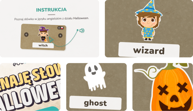 Gra edukacyjna dla dzieci - poznaję słowa - Halloween