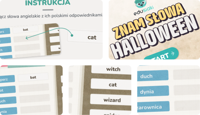 Edukacyjna gra dla dzieci, która uczy słówek języka angielskiego